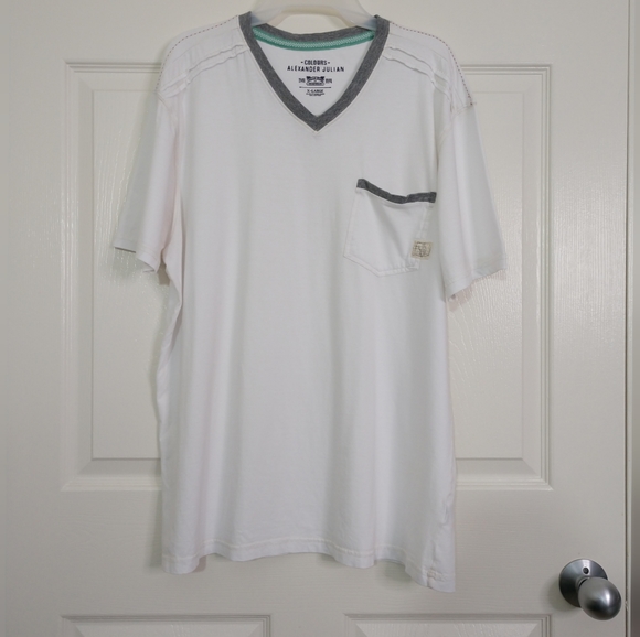 Alexander Julian Other - Men's Short Sleeved White V-Neck T-shirt